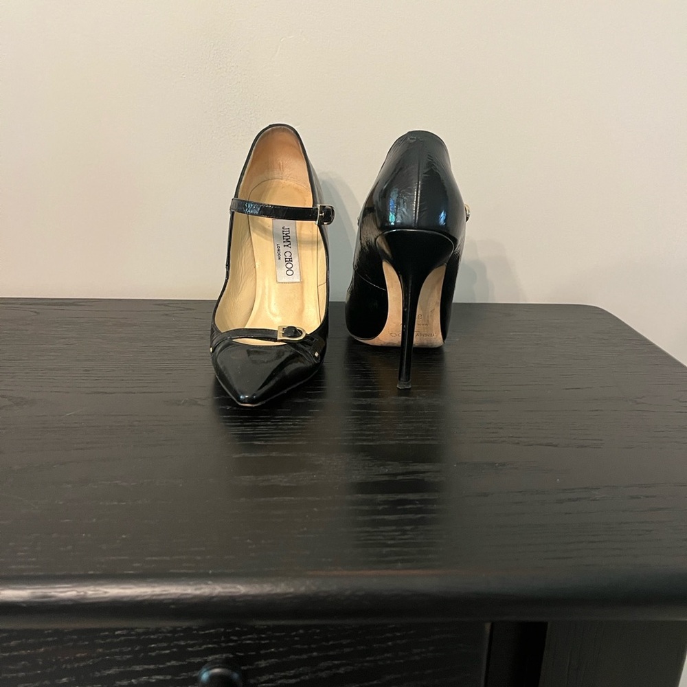 Jimmy Choo Black Patent Leather Mary Jane Heels